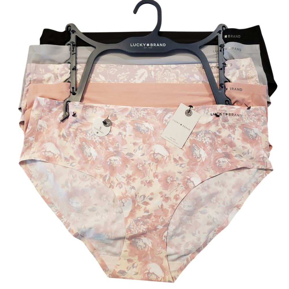 Lucky Brand NWT 5 pk no show hipster panties‎ nylon spandex blend L